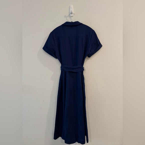 Hill House 100% Linen Navy Midi Dress - Picture 4 of 6